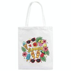 Borsa a mano in tela stampata estiva su richiesta, dimensioni: 40x35 cm (bianco)