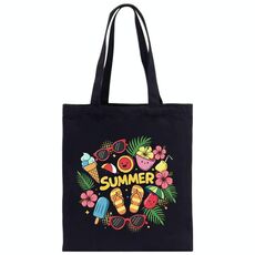 Borsa a mano in tela stampata estiva su richiesta, dimensioni: 40x35 cm (nero)