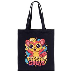 Borsa a mano in tela stampata con elfo rosso, stampa su richiesta, dimensioni: 30x25 cm (nero)