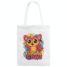 Borsa a mano in tela stampata con elfo rosso, stampa su richiesta, dimensioni: 40x35 cm (bianco)