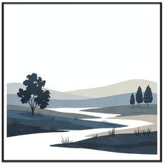 Dipinto decorativo Quiet River con cornice PS, stampa su richiesta, dimensioni: 70x70 cm