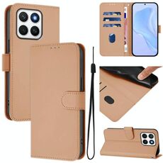Custodia per telefono in pelle tinta unita per Honor X8c 4G Global Skin Feel con cordino (nudo)