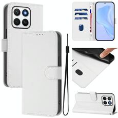 Per Honor X8c 4G Custodia per telefono in pelle tinta unita con cordino (bianco)