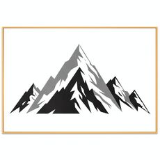 Dipinto decorativo di montagna innevata con cornice in lega di alluminio, stampa su richiesta, dimensioni: 15x20 cm