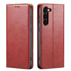 Per Samsung Galaxy S25+ 5G Fierre Shann PU Custodia in vera pelle con texture per telefono (rosso)