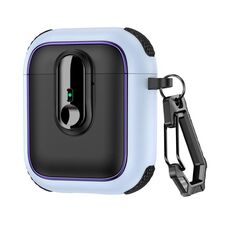 Per AirPods 2 Armor Custodia per auricolari wireless magnetici con blocco di sicurezza (nero azzurro)