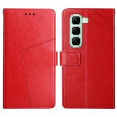 Custodia a libro in pelle con motivo a Y per Infinix Hot 50 4G (rossa)