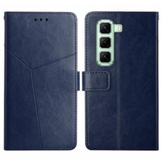 Custodia a libro in pelle con motivo a Y per Infinix Hot 50 Pro 4G (blu)