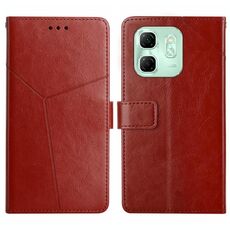 Custodia a libro in pelle con motivo a Y per Infinix Hot 50i 4G (marrone)