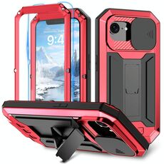 Per iPhone 16e Custodia per telefono con supporto impermeabile IP54 Life con fotocamera scorrevole (rosso)
