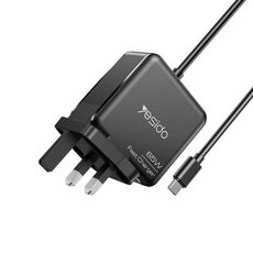 Yesido YC93 PD65W 2m Cavo USB-C / Tipo-C Caricabatterie per laptop, spina UK (nero)