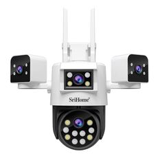 SriHome SH066 Telecamera di sicurezza con obiettivo quadruplo HD da 8 MP, supporta visione notturna a colori / audio bidirezionale (spina AU)