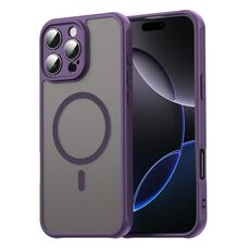 Per iPhone 16 Pro Max Fan Dun Series TPU Hybrid PC Frosted Magsafe Custodia per telefono (viola)