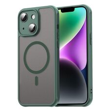 Per iPhone 14 Plus Fan Dun Series TPU Hybrid PC Frosted Magsafe Custodia per telefono (verde)
