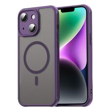 Per iPhone 14 Fan Dun Series TPU Hybrid PC Frosted Magsafe Custodia per telefono (viola)