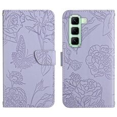 Custodia in pelle flip con motivo a farfalla per Infinix Hot 50 Pro+ 4G (viola)