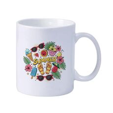 Tazza da latte in ceramica bianca semplice stampata in estate Tazza da acqua Stampa su richiesta