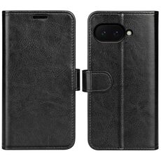 Per Google Pixel 9a R64 Texture Custodia in pelle orizzontale Flip Phone (Nero)