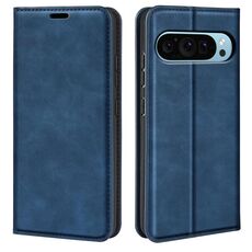 Per Google Pixel 9 / 9 Pro Custodia in pelle con ventosa magnetica Retro-skin (blu scuro)