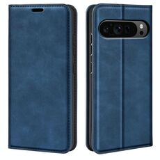 Per Google Pixel 9 Pro XL Custodia in pelle con ventosa magnetica Retro-skin (blu scuro)