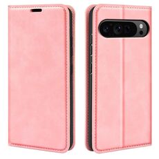 Per Google Pixel 9 Pro XL Custodia in pelle con ventosa magnetica Retro-skin (rosa)