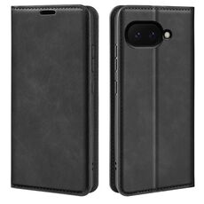 Per Google Pixel 9a Custodia in pelle con ventosa magnetica Retro-skin (nero)