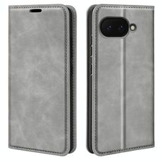Per Google Pixel 9a Custodia in pelle con ventosa magnetica Retro-skin (grigio)