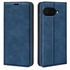 Per Google Pixel 9a Custodia in pelle con ventosa magnetica Retro-skin (blu scuro)