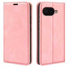Per Google Pixel 9a Custodia per telefono in pelle con ventosa magnetica Retro-skin (rosa)