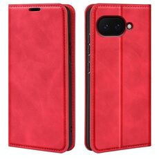 Per Google Pixel 9a Custodia per telefono in pelle con ventosa magnetica Retro-skin (rosso)