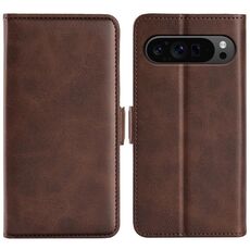 Per Google Pixel 9 Pro XL Custodia in pelle con fibbia magnetica orizzontale a doppio lato (marrone)