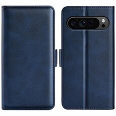 Per Google Pixel 9 Pro XL Custodia in pelle con chiusura magnetica orizzontale a doppio lato (blu scuro)