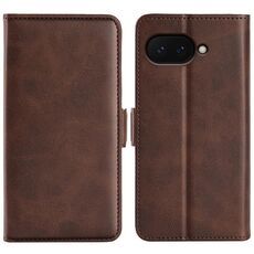 Per Google Pixel 9a Custodia in pelle con chiusura magnetica orizzontale a doppio lato (marrone)