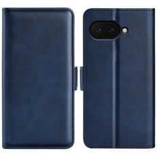 Per Google Pixel 9a Custodia per telefono in pelle con fibbia magnetica orizzontale a doppio lato (blu scuro)