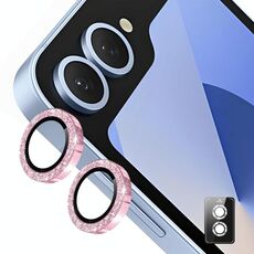 Per Samsung Galaxy Z Flip6 ENKAY Hat-Prince 9H Obiettivo della fotocamera posteriore Pellicola in vetro temperato in lega di alluminio glitterata (rosa)
