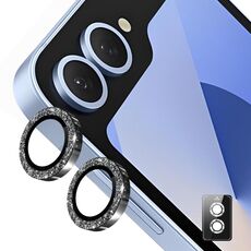 Per Samsung Galaxy Z Flip5 ENKAY Hat-Prince 9H Obiettivo della fotocamera posteriore Pellicola in vetro temperato in lega di alluminio glitterata (nero)