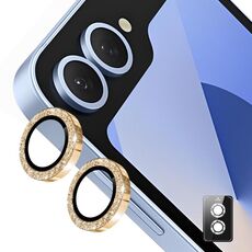 Per Samsung Galaxy Z Flip5 ENKAY Hat-Prince 9H Obiettivo della fotocamera posteriore Pellicola in vetro temperato in lega di alluminio glitterata (oro)
