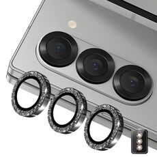 Per Samsung Galaxy Z Fold5 ENKAY Hat-Prince 9H Obiettivo della fotocamera posteriore Pellicola in vetro temperato in lega di alluminio glitterata (nero)