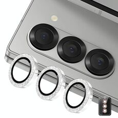 Per Samsung Galaxy Z Fold5 ENKAY Hat-Prince 9H Obiettivo della fotocamera posteriore Pellicola in vetro temperato in lega di alluminio glitterata (argento)