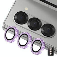 Per Samsung Galaxy Z Fold5 ENKAY Hat-Prince 9H Obiettivo della fotocamera posteriore Pellicola in vetro temperato in lega di alluminio glitterata (viola)