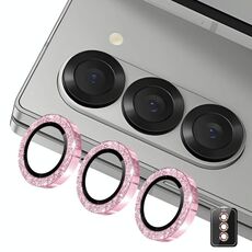 Per Samsung Galaxy Z Fold6 ENKAY Hat-Prince 9H Obiettivo della fotocamera posteriore Pellicola in vetro temperato in lega di alluminio glitterata (rosa)