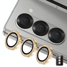 Per Samsung Galaxy Z Fold6 ENKAY Hat-Prince 9H Obiettivo della fotocamera posteriore Pellicola in vetro temperato in lega di alluminio glitterata (oro)