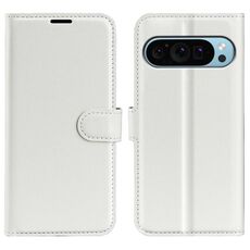 Per Google Pixel 9 / 9 Pro Custodia per telefono in pelle con texture Litchi orizzontale con supporto (bianco)