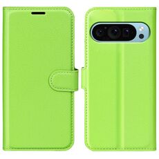 Per Google Pixel 9 / 9 Pro Custodia per telefono in pelle con texture Litchi orizzontale con supporto (verde)
