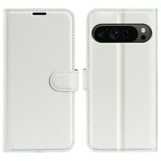 Per Google Pixel 9 Pro XL Custodia per telefono in pelle con texture Litchi orizzontale con supporto (bianco)