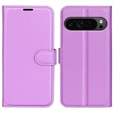 Per Google Pixel 9 Pro XL Custodia per telefono in pelle con texture Litchi orizzontale con supporto (viola)