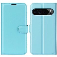 Per Google Pixel 9 Pro XL Custodia per telefono in pelle con texture Litchi orizzontale con supporto (blu)