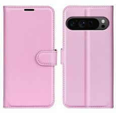 Per Google Pixel 9 Pro XL Custodia per telefono in pelle con texture Litchi orizzontale con supporto (rosa)