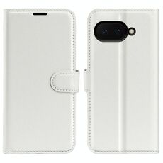 Per Google Pixel 9a Custodia per telefono in pelle con texture Litchi orizzontale e supporto (bianco)