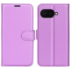 Per Google Pixel 9a Custodia per telefono in pelle con texture Litchi orizzontale con supporto (viola)